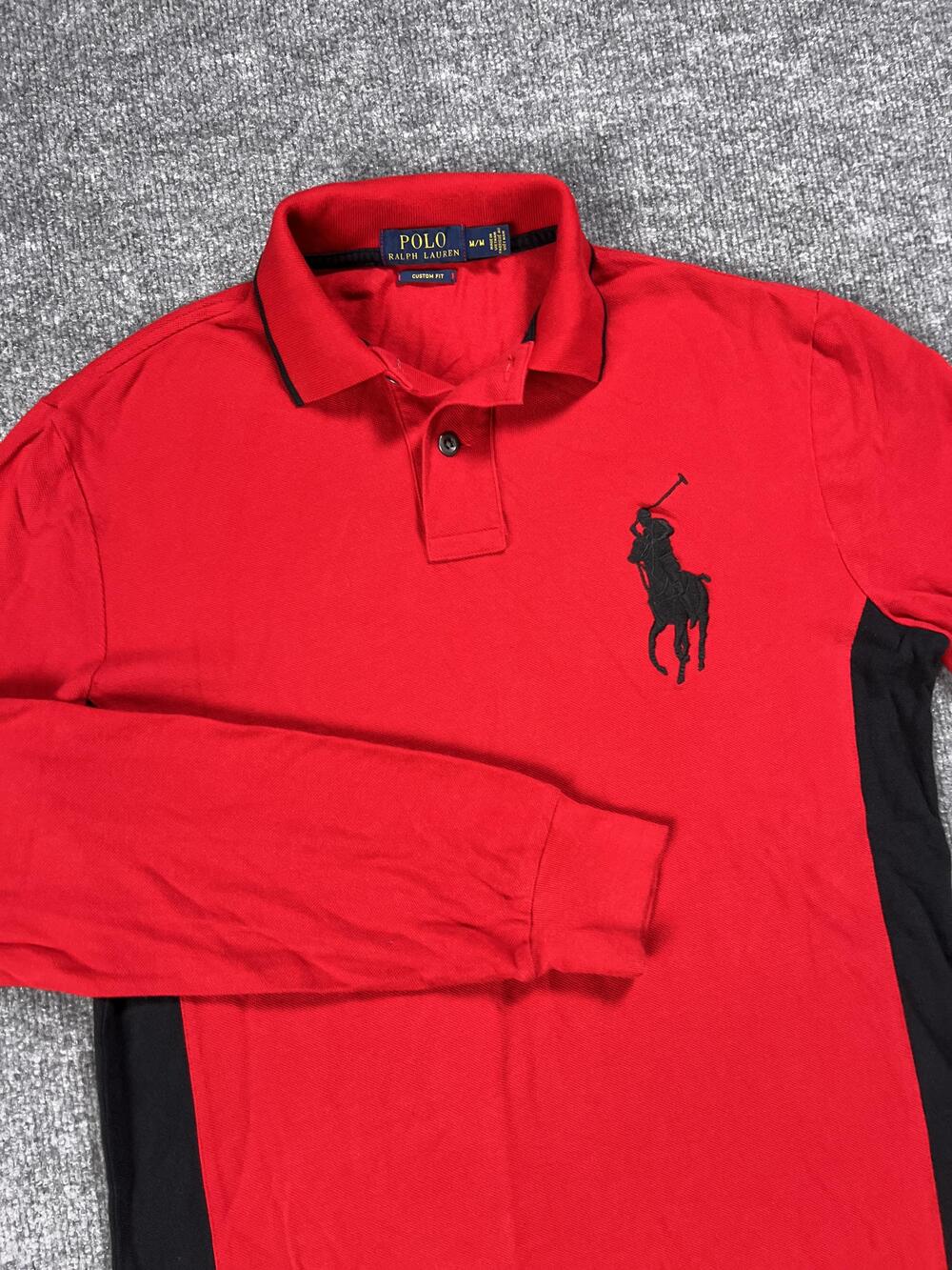 Polo Ralph Lauren Shirt Red Big Pony 3 Custom Fit Long Sleeve Mens Medium